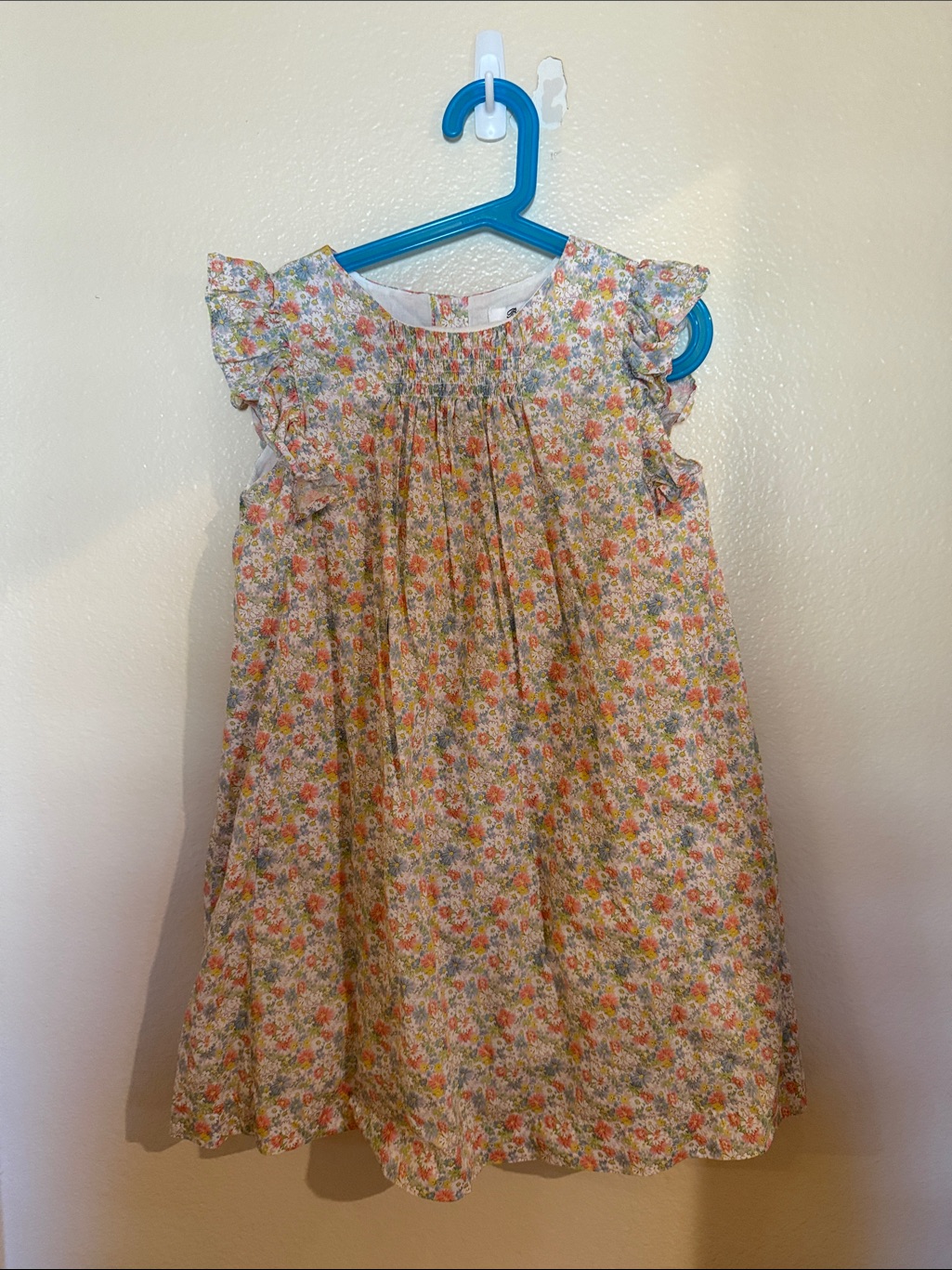 Bonpoint Floral Flutter-Sleeve Cotton Dress - Pink, Yellow & Green
